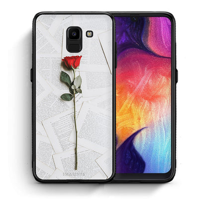 Θήκη Samsung J6 Red Rose από τη Smartfits με σχέδιο στο πίσω μέρος και μαύρο περίβλημα | Samsung J6 Red Rose case with colorful back and black bezels