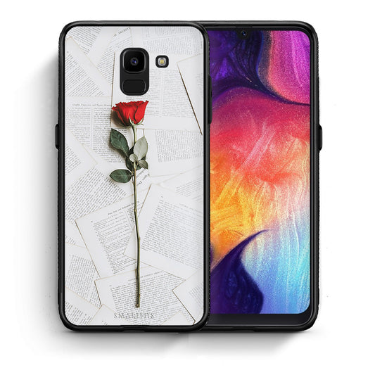 Θήκη Samsung J6 Red Rose από τη Smartfits με σχέδιο στο πίσω μέρος και μαύρο περίβλημα | Samsung J6 Red Rose case with colorful back and black bezels