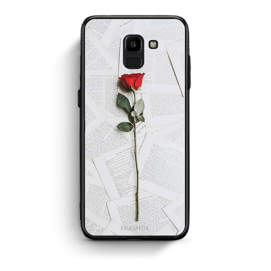 samsung J6 Red Rose θήκη από τη Smartfits με σχέδιο στο πίσω μέρος και μαύρο περίβλημα | Smartphone case with colorful back and black bezels by Smartfits