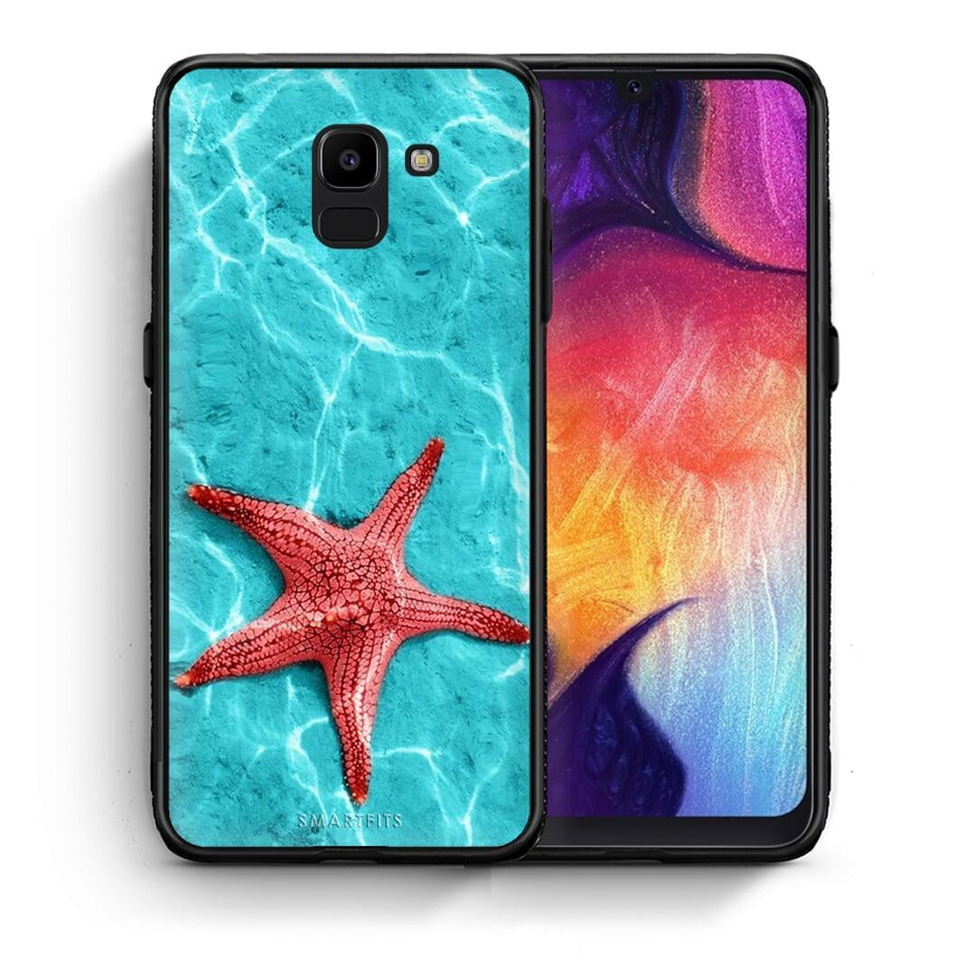Θήκη Samsung J6 Red Starfish από τη Smartfits με σχέδιο στο πίσω μέρος και μαύρο περίβλημα | Samsung J6 Red Starfish case with colorful back and black bezels