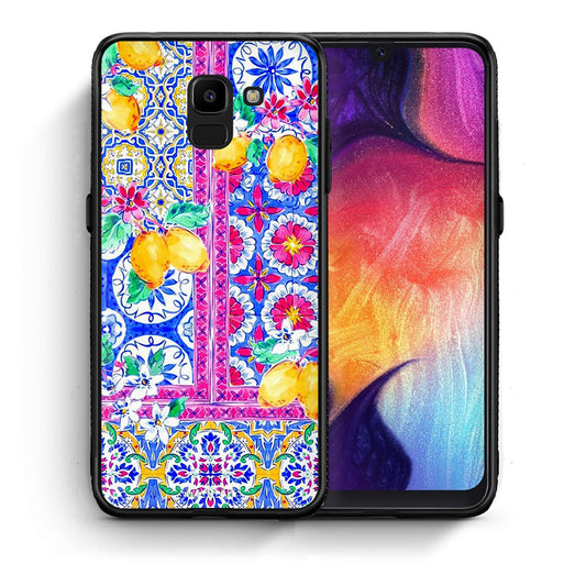 Θήκη Samsung J6 Retro Spring από τη Smartfits με σχέδιο στο πίσω μέρος και μαύρο περίβλημα | Samsung J6 Retro Spring case with colorful back and black bezels