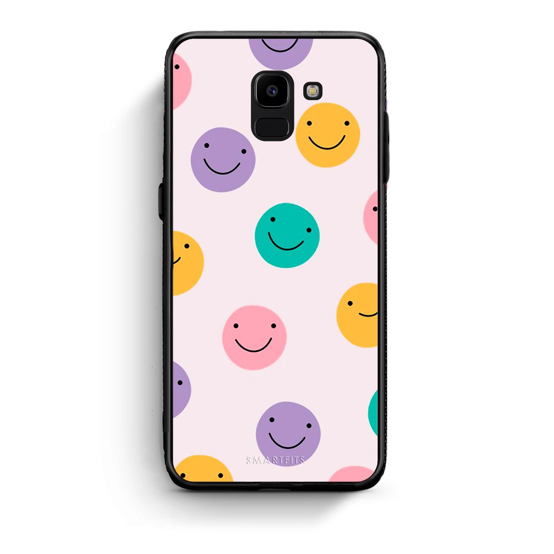 samsung J6 Smiley Faces θήκη από τη Smartfits με σχέδιο στο πίσω μέρος και μαύρο περίβλημα | Smartphone case with colorful back and black bezels by Smartfits