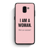 Thumbnail for samsung J6 Superpower Woman θήκη από τη Smartfits με σχέδιο στο πίσω μέρος και μαύρο περίβλημα | Smartphone case with colorful back and black bezels by Smartfits