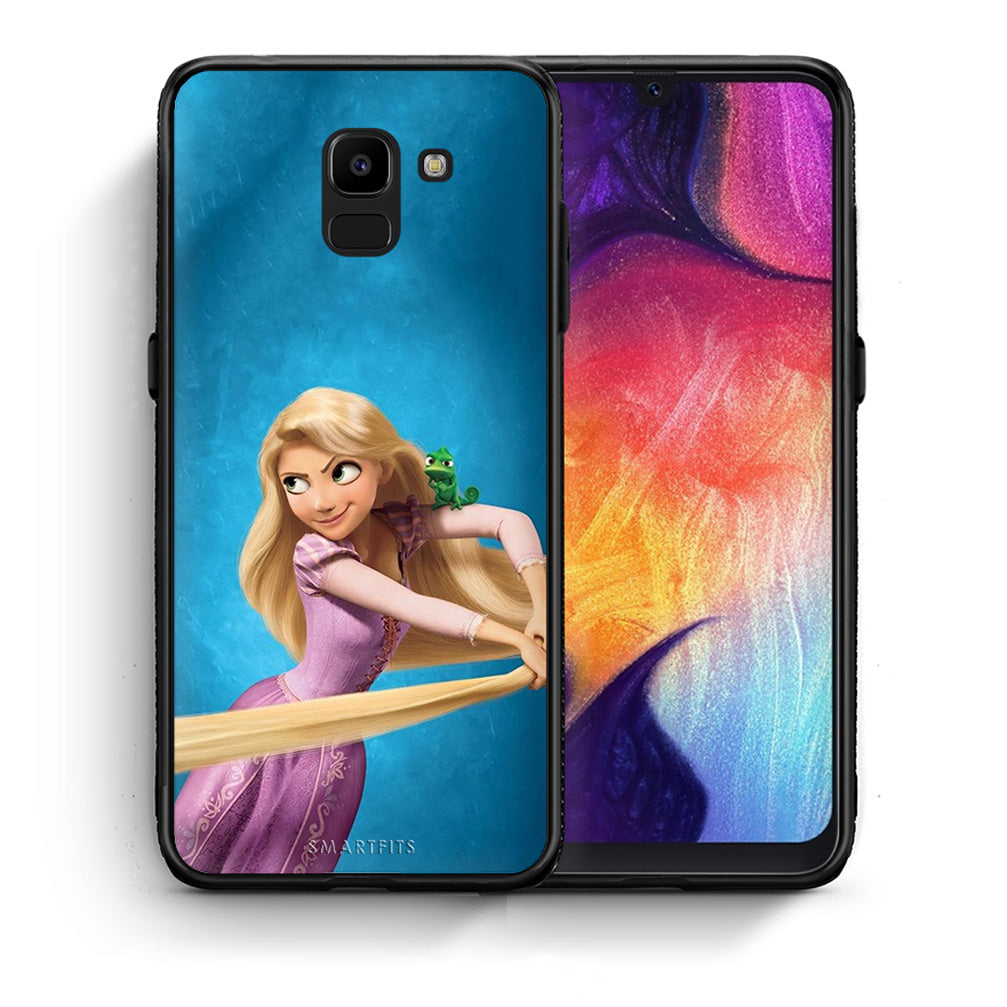 Θήκη Αγίου Βαλεντίνου Samsung J6 Tangled 2 από τη Smartfits με σχέδιο στο πίσω μέρος και μαύρο περίβλημα | Samsung J6 Tangled 2 case with colorful back and black bezels