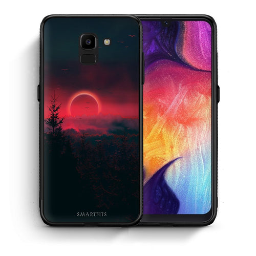 Θήκη Samsung J6 Sunset Tropic από τη Smartfits με σχέδιο στο πίσω μέρος και μαύρο περίβλημα | Samsung J6 Sunset Tropic case with colorful back and black bezels