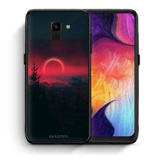 Θήκη Samsung J6 Sunset Tropic από τη Smartfits με σχέδιο στο πίσω μέρος και μαύρο περίβλημα | Samsung J6 Sunset Tropic case with colorful back and black bezels