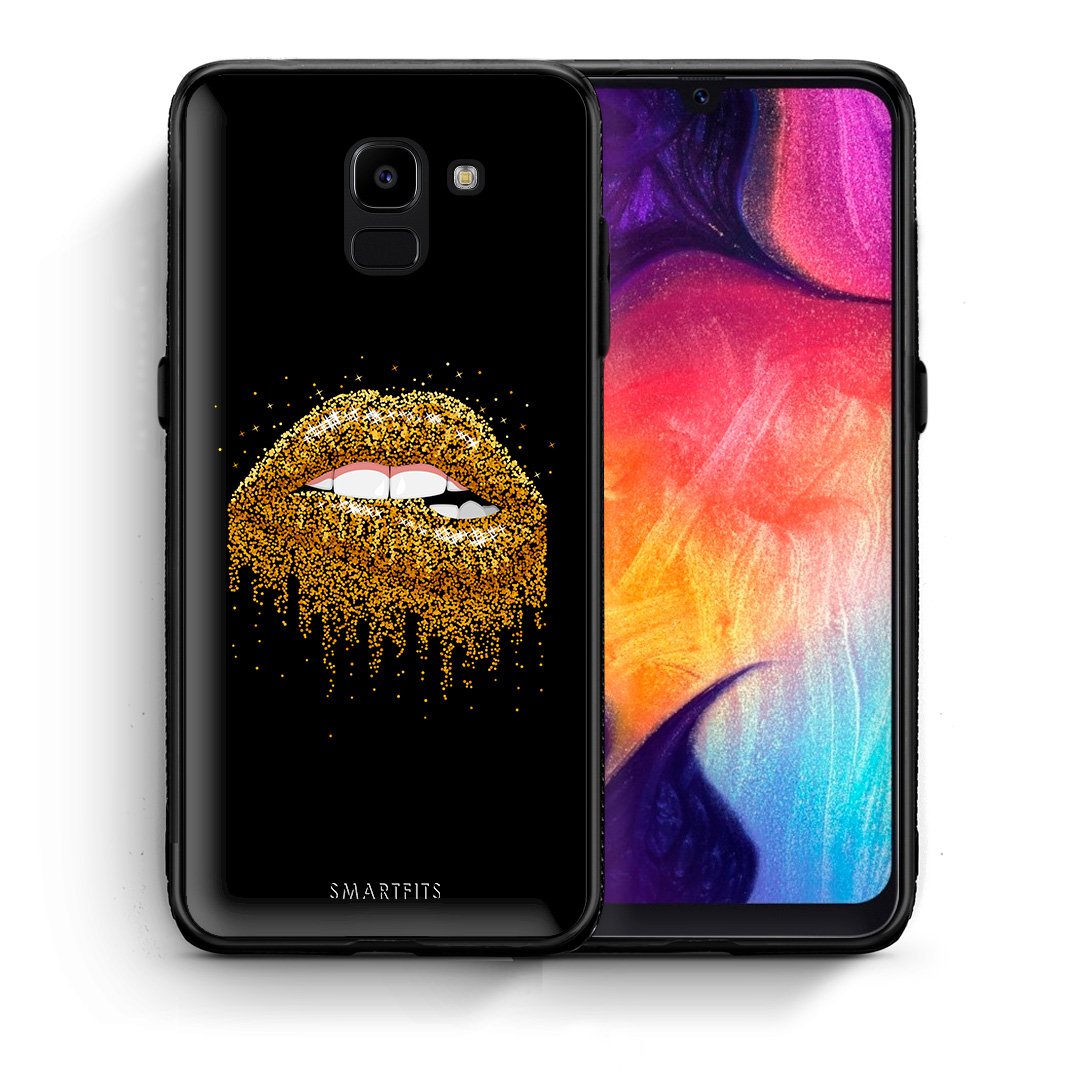 Θήκη Samsung J6 Golden Valentine από τη Smartfits με σχέδιο στο πίσω μέρος και μαύρο περίβλημα | Samsung J6 Golden Valentine case with colorful back and black bezels