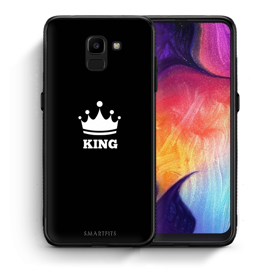 Θήκη Samsung J6 King Valentine από τη Smartfits με σχέδιο στο πίσω μέρος και μαύρο περίβλημα | Samsung J6 King Valentine case with colorful back and black bezels