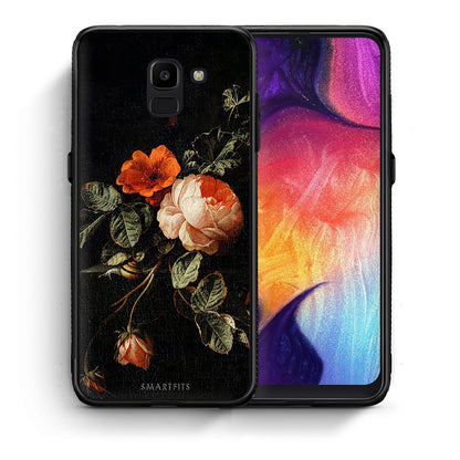 Θήκη Samsung J6 Vintage Roses από τη Smartfits με σχέδιο στο πίσω μέρος και μαύρο περίβλημα | Samsung J6 Vintage Roses case with colorful back and black bezels