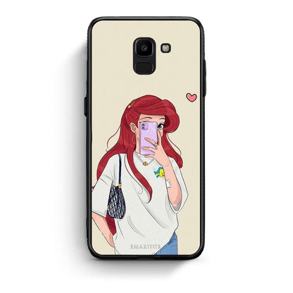 samsung J6 Walking Mermaid Θήκη από τη Smartfits με σχέδιο στο πίσω μέρος και μαύρο περίβλημα | Smartphone case with colorful back and black bezels by Smartfits