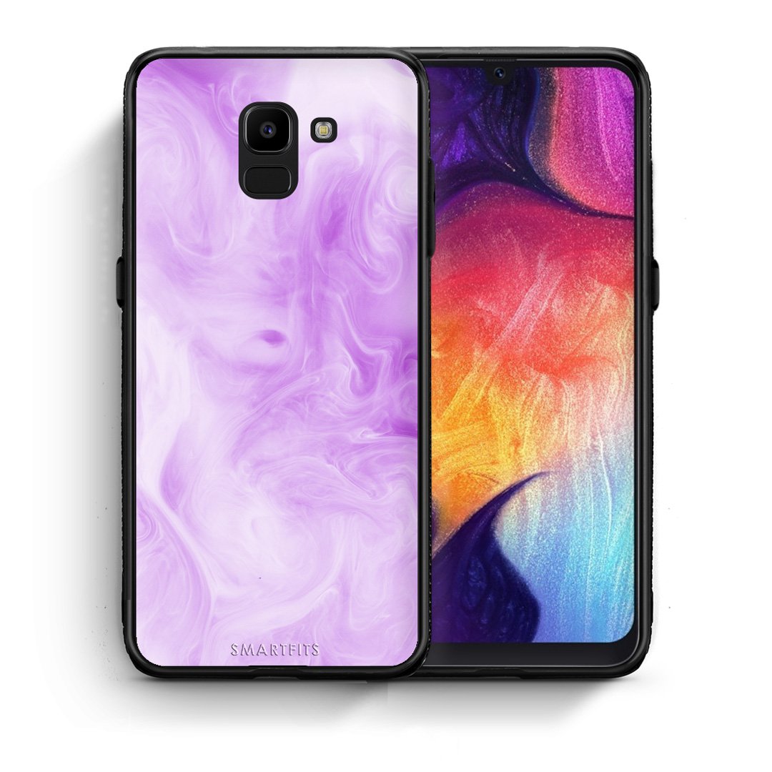 Θήκη Samsung J6 Lavender Watercolor από τη Smartfits με σχέδιο στο πίσω μέρος και μαύρο περίβλημα | Samsung J6 Lavender Watercolor case with colorful back and black bezels