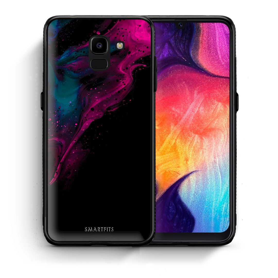 Θήκη Samsung J6 Pink Black Watercolor από τη Smartfits με σχέδιο στο πίσω μέρος και μαύρο περίβλημα | Samsung J6 Pink Black Watercolor case with colorful back and black bezels