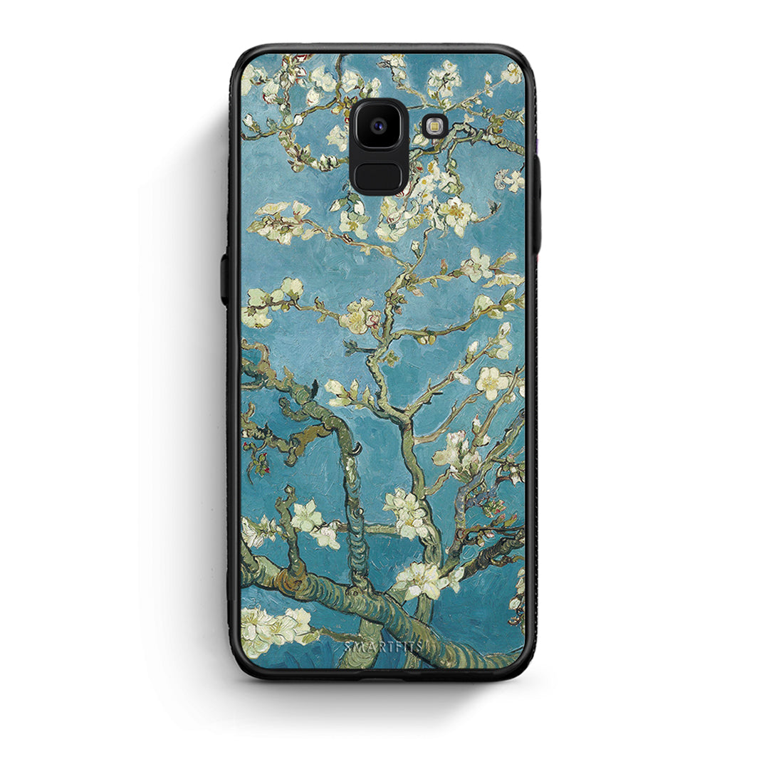 samsung J6 White Blossoms θήκη από τη Smartfits με σχέδιο στο πίσω μέρος και μαύρο περίβλημα | Smartphone case with colorful back and black bezels by Smartfits