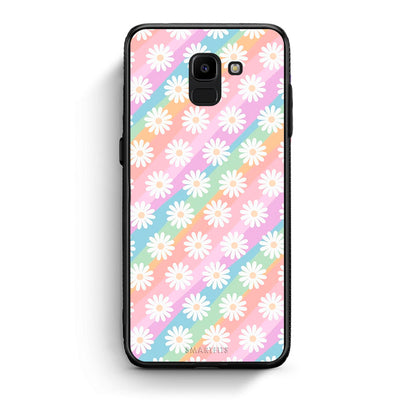 samsung J6 White Daisies θήκη από τη Smartfits με σχέδιο στο πίσω μέρος και μαύρο περίβλημα | Smartphone case with colorful back and black bezels by Smartfits