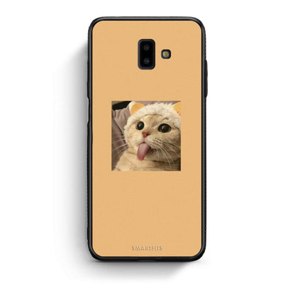 samsung J6+ Cat Tongue θήκη από τη Smartfits με σχέδιο στο πίσω μέρος και μαύρο περίβλημα | Smartphone case with colorful back and black bezels by Smartfits