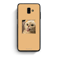 Thumbnail for samsung J6+ Cat Tongue θήκη από τη Smartfits με σχέδιο στο πίσω μέρος και μαύρο περίβλημα | Smartphone case with colorful back and black bezels by Smartfits