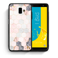 Thumbnail for Θήκη Samsung J6+ Hexagon Pink Marble από τη Smartfits με σχέδιο στο πίσω μέρος και μαύρο περίβλημα | Samsung J6+ Hexagon Pink Marble case with colorful back and black bezels