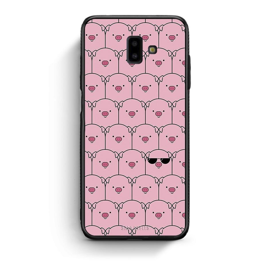 samsung J6+ Pig Glasses θήκη από τη Smartfits με σχέδιο στο πίσω μέρος και μαύρο περίβλημα | Smartphone case with colorful back and black bezels by Smartfits