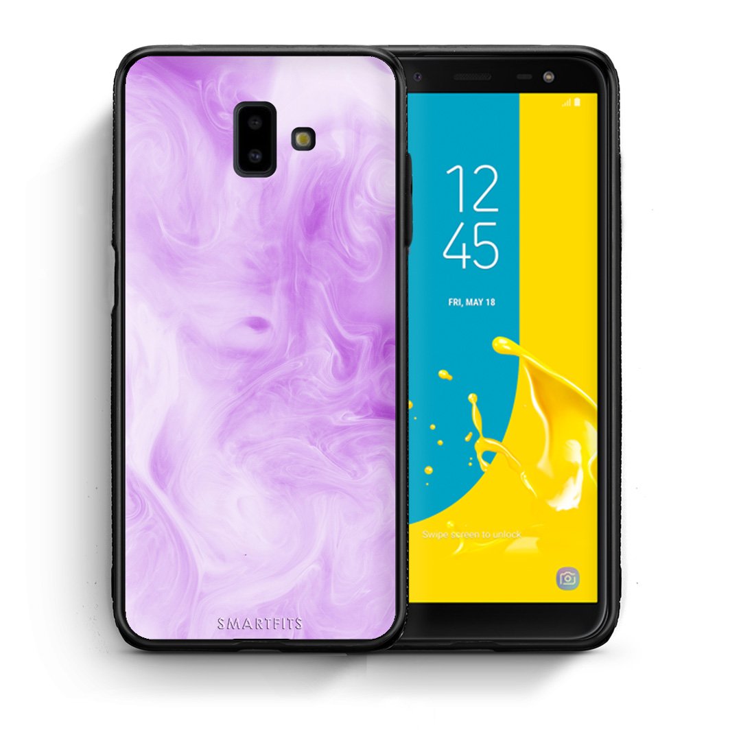 Θήκη Samsung J6+ Lavender Watercolor από τη Smartfits με σχέδιο στο πίσω μέρος και μαύρο περίβλημα | Samsung J6+ Lavender Watercolor case with colorful back and black bezels