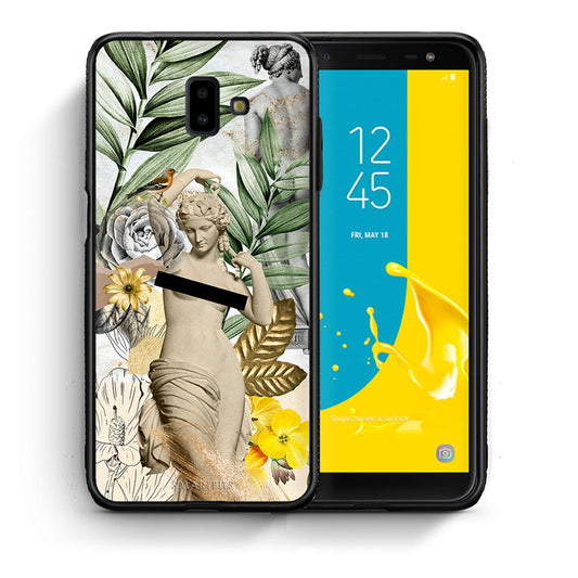 Θήκη Samsung J6+ Woman Statue από τη Smartfits με σχέδιο στο πίσω μέρος και μαύρο περίβλημα | Samsung J6+ Woman Statue case with colorful back and black bezels