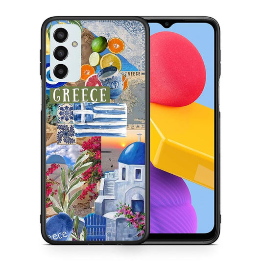 Θήκη Samsung M13 All Greek από τη Smartfits με σχέδιο στο πίσω μέρος και μαύρο περίβλημα | Samsung M13 All Greek case with colorful back and black bezels