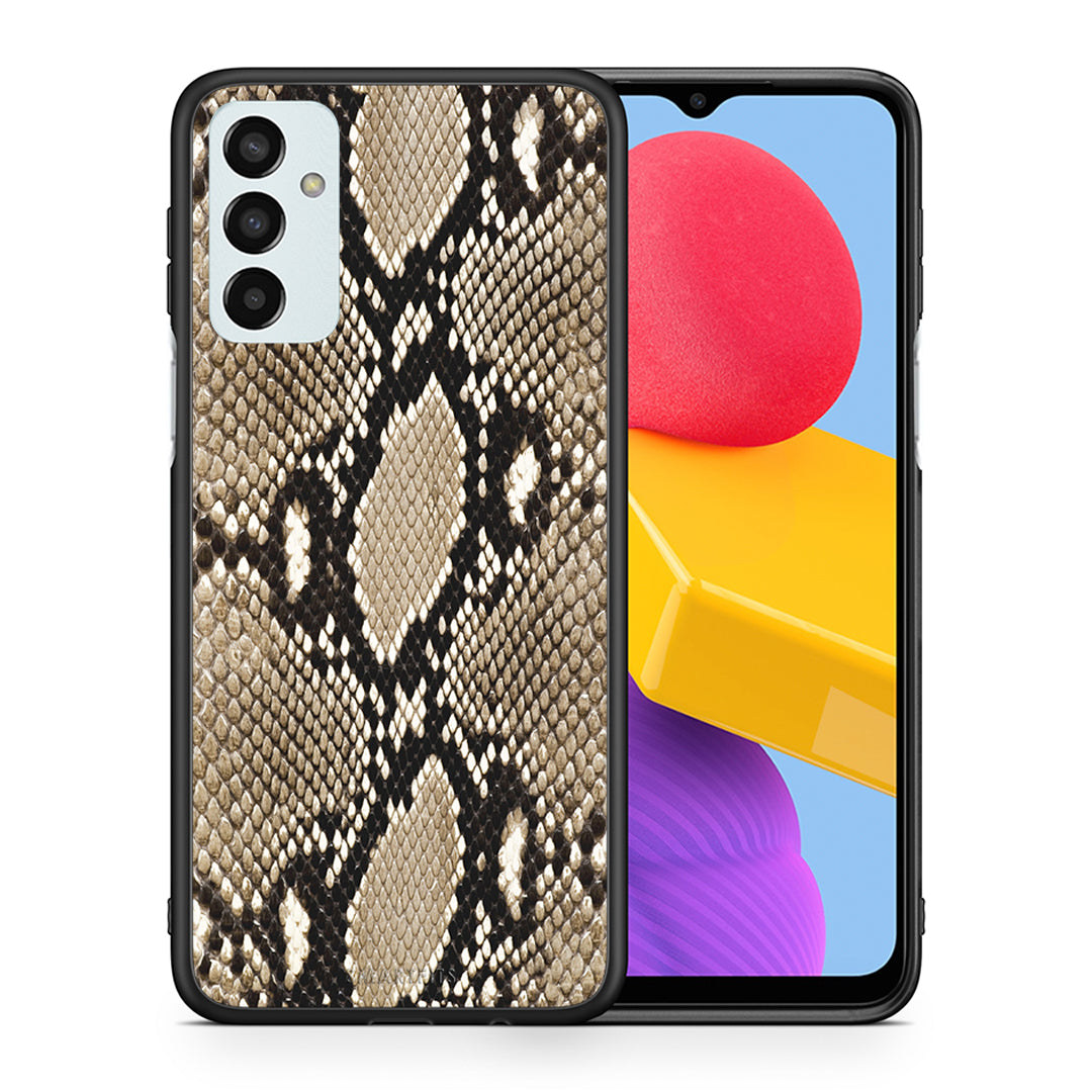 Θήκη Samsung M13 Fashion Snake Animal από τη Smartfits με σχέδιο στο πίσω μέρος και μαύρο περίβλημα | Samsung M13 Fashion Snake Animal case with colorful back and black bezels