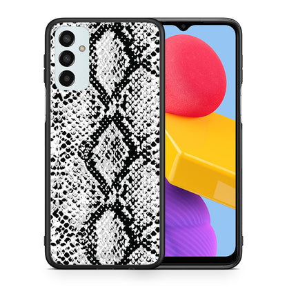 Θήκη Samsung M13 White Snake Animal από τη Smartfits με σχέδιο στο πίσω μέρος και μαύρο περίβλημα | Samsung M13 White Snake Animal case with colorful back and black bezels