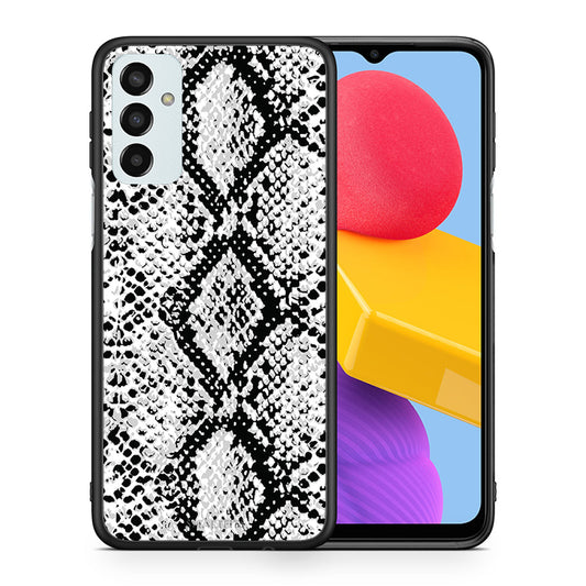Θήκη Samsung M13 White Snake Animal από τη Smartfits με σχέδιο στο πίσω μέρος και μαύρο περίβλημα | Samsung M13 White Snake Animal case with colorful back and black bezels