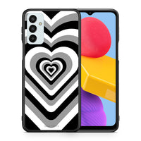 Thumbnail for Θήκη Samsung M13 Black Hearts από τη Smartfits με σχέδιο στο πίσω μέρος και μαύρο περίβλημα | Samsung M13 Black Hearts case with colorful back and black bezels