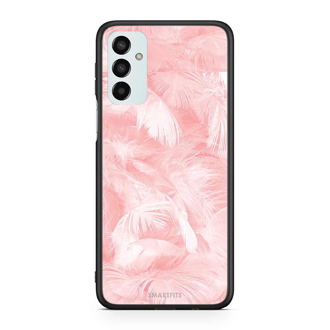 33 - Samsung M13 Pink Feather Boho case, cover, bumper