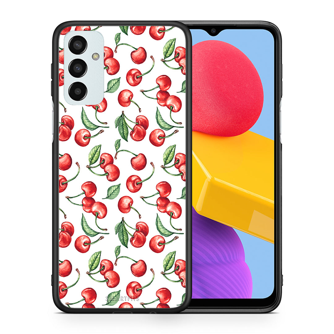 Θήκη Samsung M13 Cherry Summer από τη Smartfits με σχέδιο στο πίσω μέρος και μαύρο περίβλημα | Samsung M13 Cherry Summer case with colorful back and black bezels