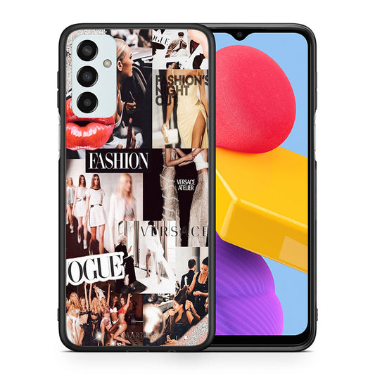 Θήκη Αγίου Βαλεντίνου Samsung M13 Collage Fashion από τη Smartfits με σχέδιο στο πίσω μέρος και μαύρο περίβλημα | Samsung M13 Collage Fashion case with colorful back and black bezels