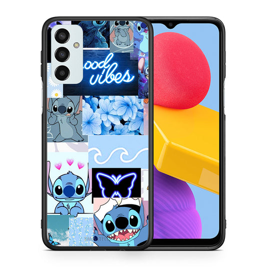 Θήκη Αγίου Βαλεντίνου Samsung M13 Collage Good Vibes από τη Smartfits με σχέδιο στο πίσω μέρος και μαύρο περίβλημα | Samsung M13 Collage Good Vibes case with colorful back and black bezels