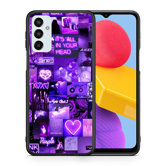 Θήκη Αγίου Βαλεντίνου Samsung M13 Collage Stay Wild από τη Smartfits με σχέδιο στο πίσω μέρος και μαύρο περίβλημα | Samsung M13 Collage Stay Wild case with colorful back and black bezels