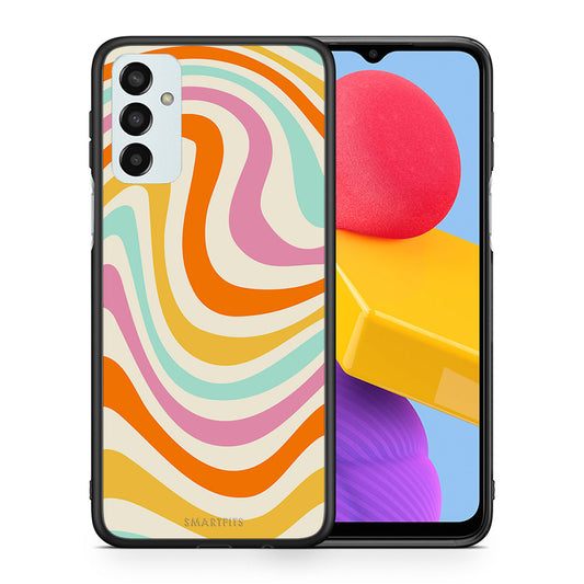 Θήκη Samsung M13 Colourful Waves από τη Smartfits με σχέδιο στο πίσω μέρος και μαύρο περίβλημα | Samsung M13 Colourful Waves case with colorful back and black bezels