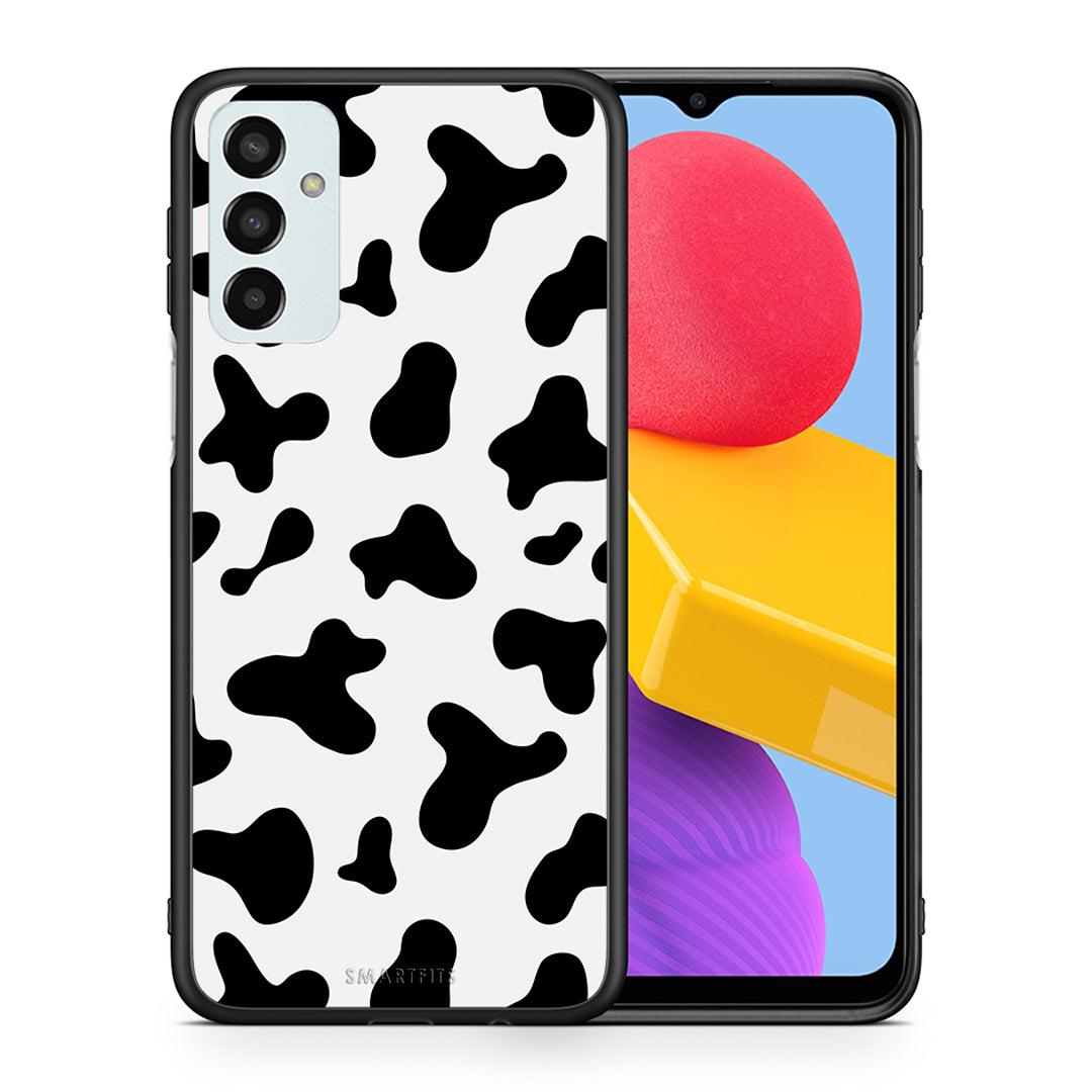 Θήκη Samsung M13 Cow Print από τη Smartfits με σχέδιο στο πίσω μέρος και μαύρο περίβλημα | Samsung M13 Cow Print case with colorful back and black bezels