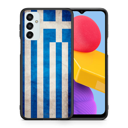 Θήκη Samsung M13 Greek Flag από τη Smartfits με σχέδιο στο πίσω μέρος και μαύρο περίβλημα | Samsung M13 Greek Flag case with colorful back and black bezels