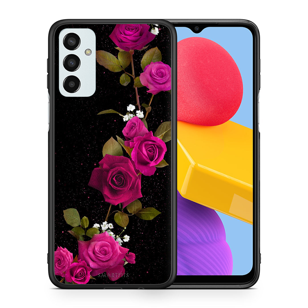 Θήκη Samsung M13 Red Roses Flower από τη Smartfits με σχέδιο στο πίσω μέρος και μαύρο περίβλημα | Samsung M13 Red Roses Flower case with colorful back and black bezels