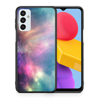 Thumbnail for Θήκη Samsung M13 Rainbow Galaxy από τη Smartfits με σχέδιο στο πίσω μέρος και μαύρο περίβλημα | Samsung M13 Rainbow Galaxy case with colorful back and black bezels