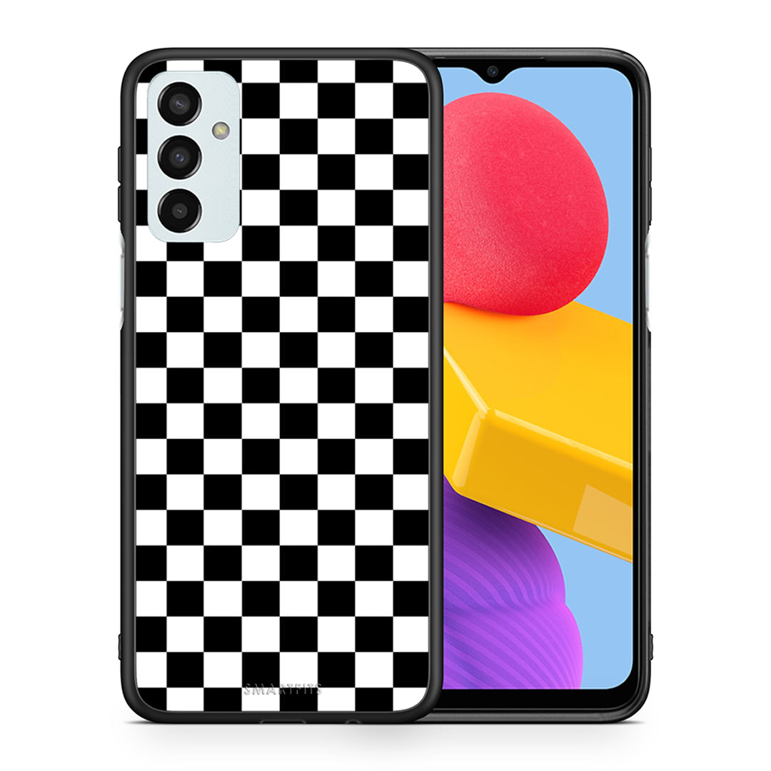 Θήκη Samsung M13 Squares Geometric από τη Smartfits με σχέδιο στο πίσω μέρος και μαύρο περίβλημα | Samsung M13 Squares Geometric case with colorful back and black bezels