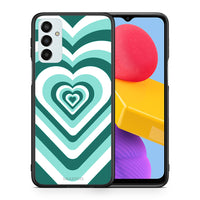 Thumbnail for Θήκη Samsung M13 Green Hearts από τη Smartfits με σχέδιο στο πίσω μέρος και μαύρο περίβλημα | Samsung M13 Green Hearts case with colorful back and black bezels