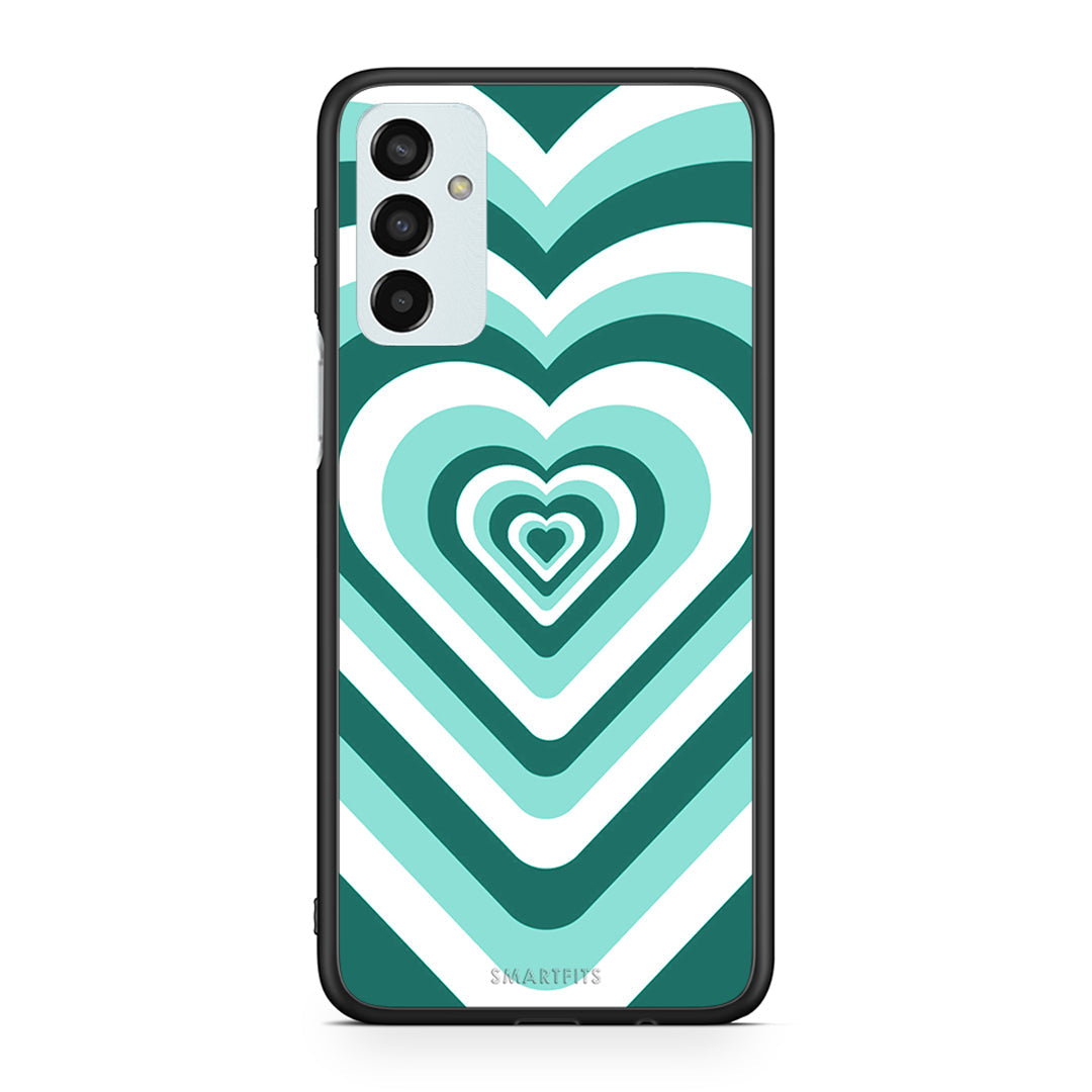 Samsung M13 Green Hearts θήκη από τη Smartfits με σχέδιο στο πίσω μέρος και μαύρο περίβλημα | Smartphone case with colorful back and black bezels by Smartfits