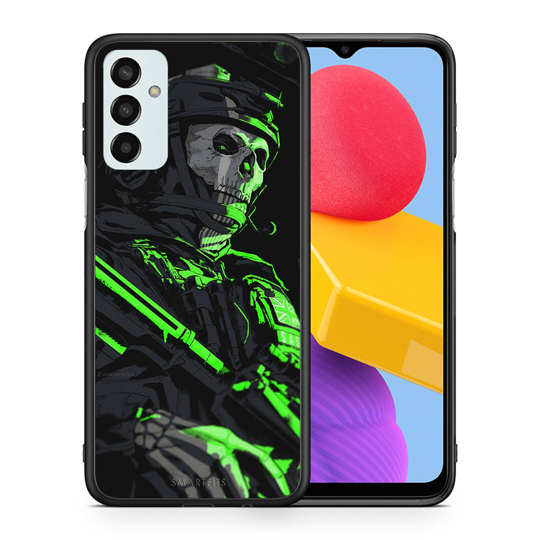 Θήκη Αγίου Βαλεντίνου Samsung M13 Green Soldier από τη Smartfits με σχέδιο στο πίσω μέρος και μαύρο περίβλημα | Samsung M13 Green Soldier case with colorful back and black bezels