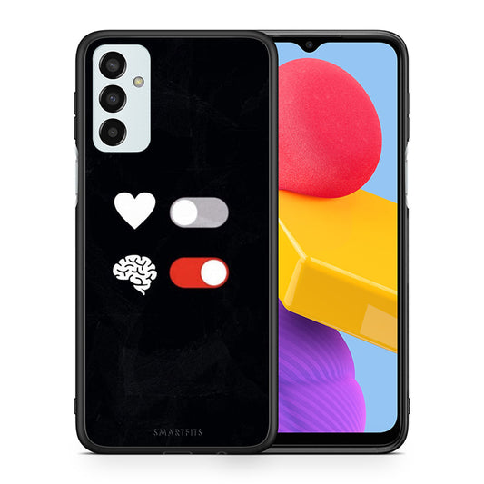 Θήκη Αγίου Βαλεντίνου Samsung M13 Heart Vs Brain από τη Smartfits με σχέδιο στο πίσω μέρος και μαύρο περίβλημα | Samsung M13 Heart Vs Brain case with colorful back and black bezels