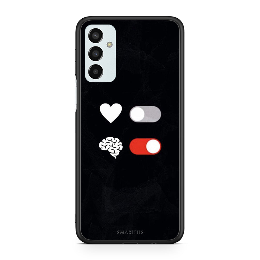 Samsung M13 Heart Vs Brain Θήκη Αγίου Βαλεντίνου από τη Smartfits με σχέδιο στο πίσω μέρος και μαύρο περίβλημα | Smartphone case with colorful back and black bezels by Smartfits