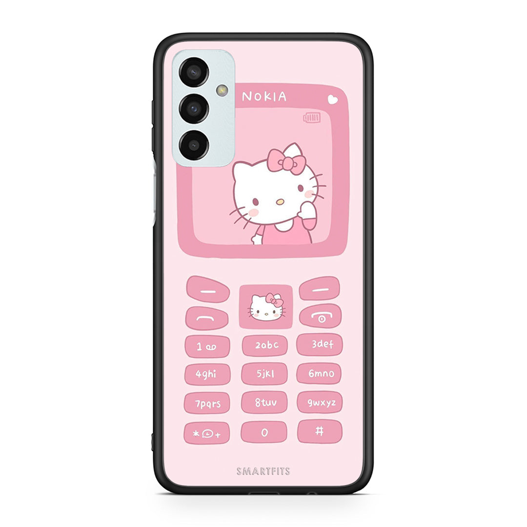Samsung M13 Hello Kitten Θήκη Αγίου Βαλεντίνου από τη Smartfits με σχέδιο στο πίσω μέρος και μαύρο περίβλημα | Smartphone case with colorful back and black bezels by Smartfits