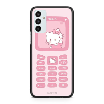 Samsung M13 Hello Kitten Θήκη Αγίου Βαλεντίνου από τη Smartfits με σχέδιο στο πίσω μέρος και μαύρο περίβλημα | Smartphone case with colorful back and black bezels by Smartfits