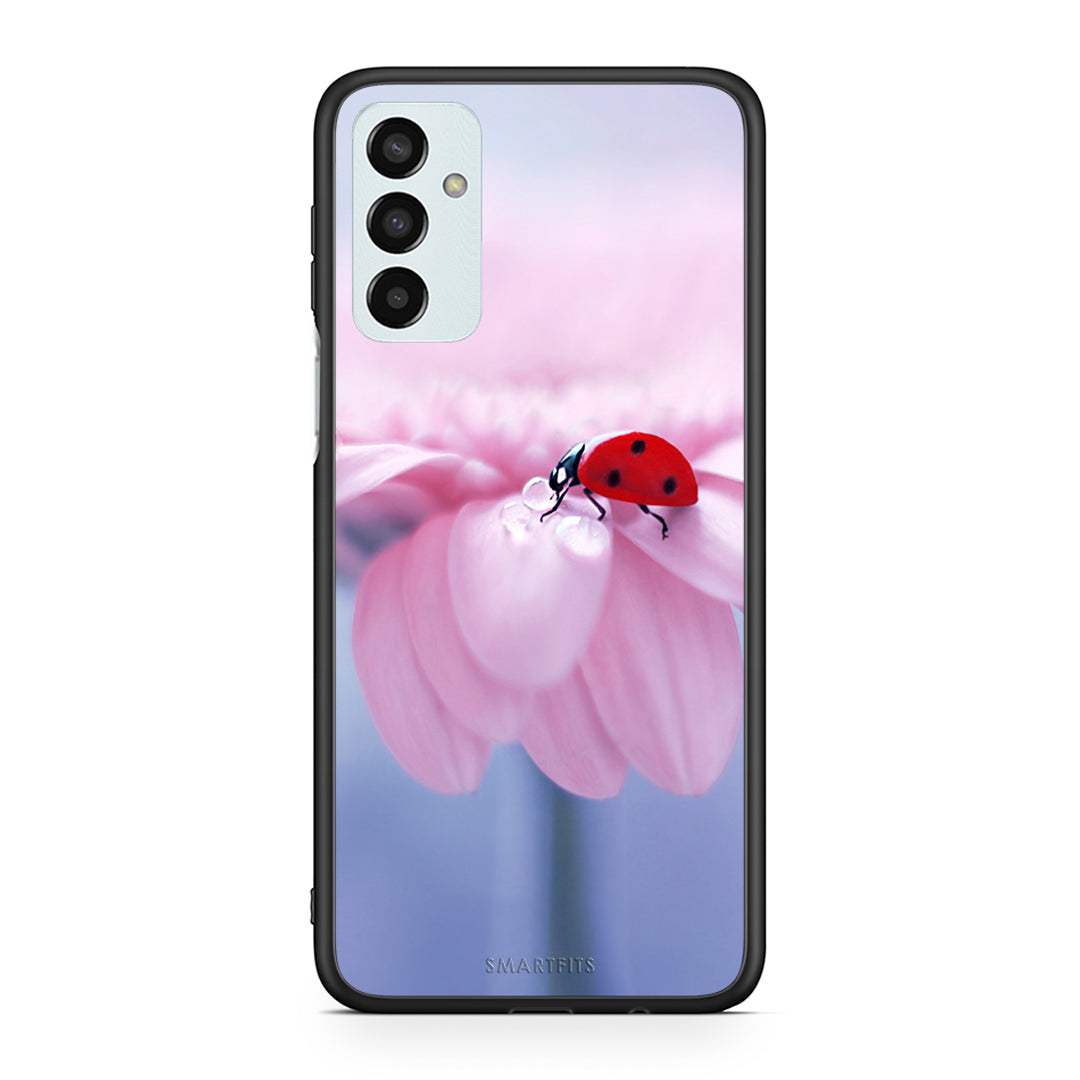 Samsung M13 Ladybug Flower θήκη από τη Smartfits με σχέδιο στο πίσω μέρος και μαύρο περίβλημα | Smartphone case with colorful back and black bezels by Smartfits