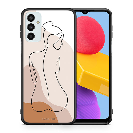 Θήκη Samsung M13 LineArt Woman από τη Smartfits με σχέδιο στο πίσω μέρος και μαύρο περίβλημα | Samsung M13 LineArt Woman case with colorful back and black bezels