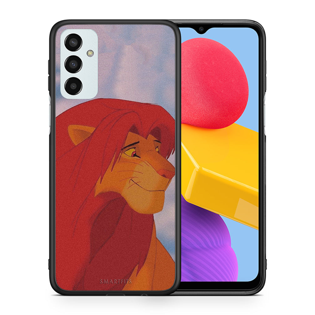Θήκη Αγίου Βαλεντίνου Samsung M13 Lion Love 1 από τη Smartfits με σχέδιο στο πίσω μέρος και μαύρο περίβλημα | Samsung M13 Lion Love 1 case with colorful back and black bezels